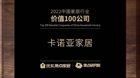 百強之巔|麻豆网址在线观看再獲“2022中國家居行業價值100公司”榮譽